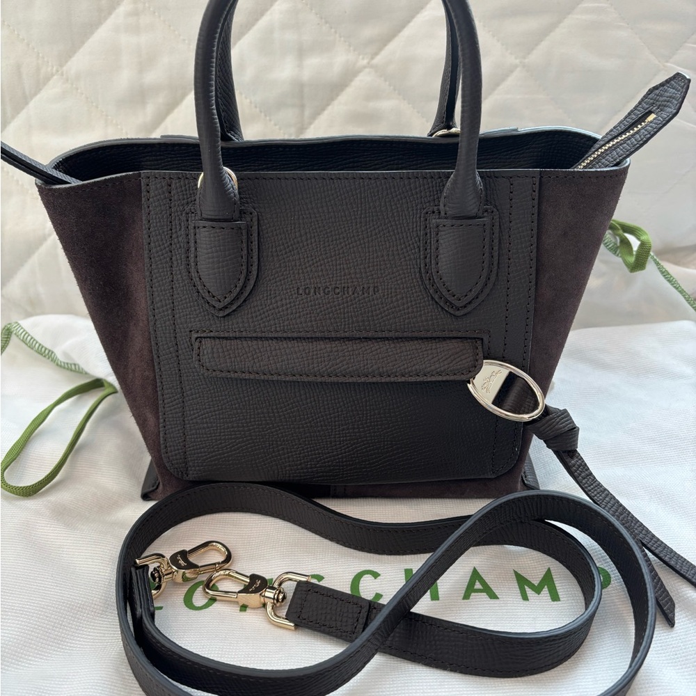 Longchamp Brown Mini Mailbox Leather & Suede